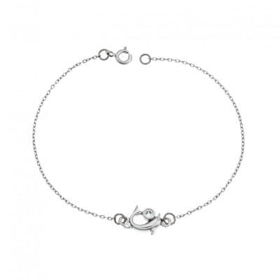 Silver bracelet 925, dolphin with cubic zirconia