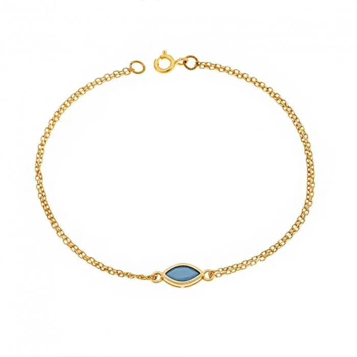 Silver 925 Gold Plated bracelet, leaf with turquoise cubic zirconia