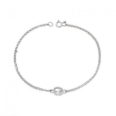 Silver bracelet 925, oval with transparent cubic zirconia