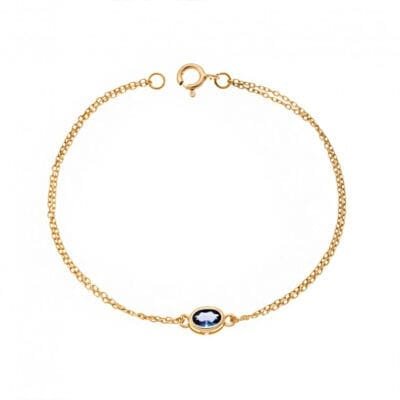 Silver 925 Gold Plated bracelet, oval with light blue cubic zirconia
