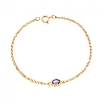 Oval shaped Silver bracelet 925° with gold zircon