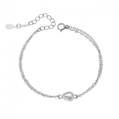 Silver bracelet 925, tear with transparent cubic zirconia