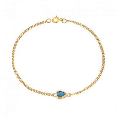 Silver 925 Gold Plated bracelet, teardrop with turquoise cubic zirconia