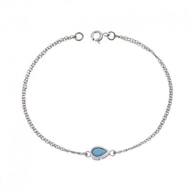 Silver bracelet 925, tear with turquoise cubic zirconia