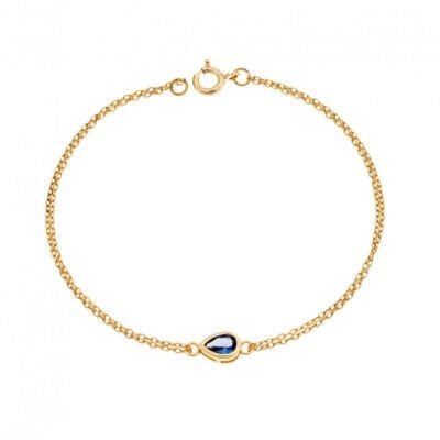 Silver 925 Gold Plated bracelet, tear with light blue cubic zirconia