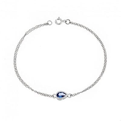 Silver bracelet 925, tear with light blue cubic zirconia