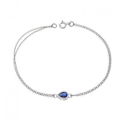 Silver bracelet 925, tear with blue cubic zirconia