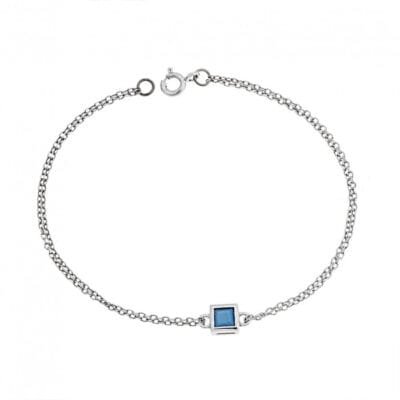 Silver bracelet 925, square with turquoise cubic zirconia