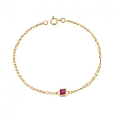 Bracelet Silver 925° square shape with zircon in gold color