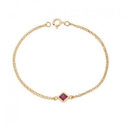 Bracelet Silver 925° diamond shape with zircon in gold color