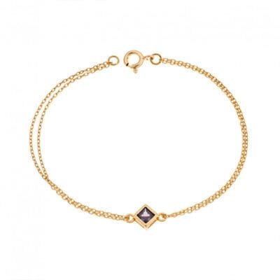 Silver 925 Gold Plated bracelet, rhombus with purple cubic zirconia