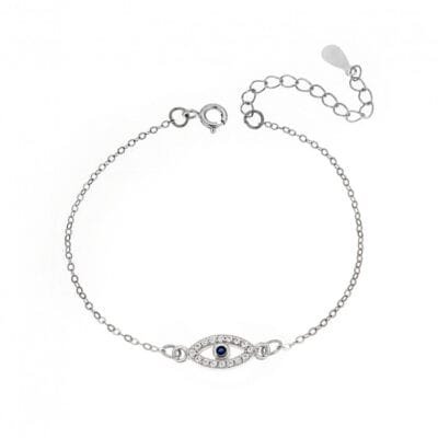 Silver bracelet 925, eye with cubic zirconia