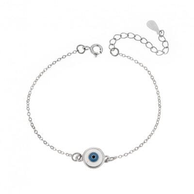 Silver bracelet 925, round eye with enamel