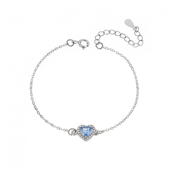 Bracelet Silver 925° heart shape with zircon in silver color