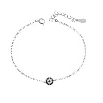 Βραχιόλι Ασήμι 925° με ματάκι στόχος με ζιργκόν