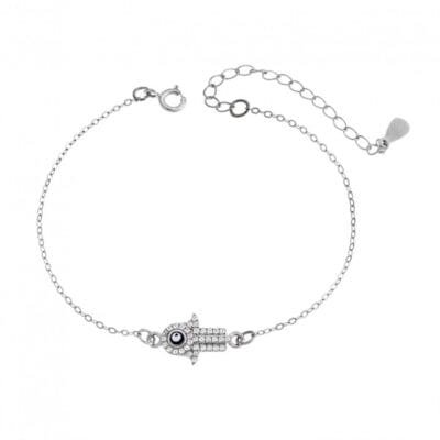 Bracelet Silver 925° Hamsa with zircon stones