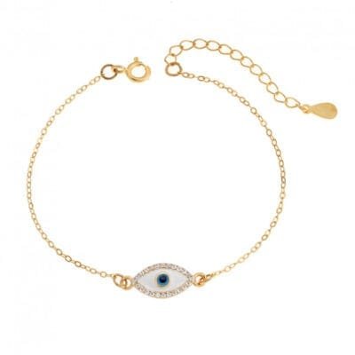 Silver bracelet 925, gold plated Mataki with cubic zirconia stones