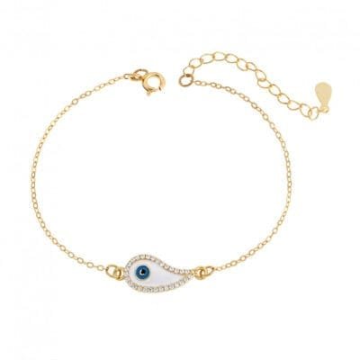 Silver 925, gold plated Mataki bracelet with cubic zirconia stones & enamel