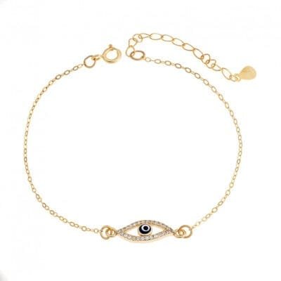 Silver bracelet 925, gold plated Mataki with cubic zirconia stones