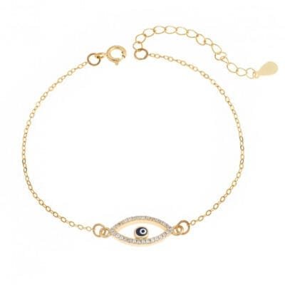 Silver bracelet 925, gold plated Mataki with cubic zirconia stones