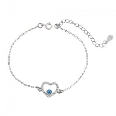 Bracelet Silver 925° heart-peephole with zircon