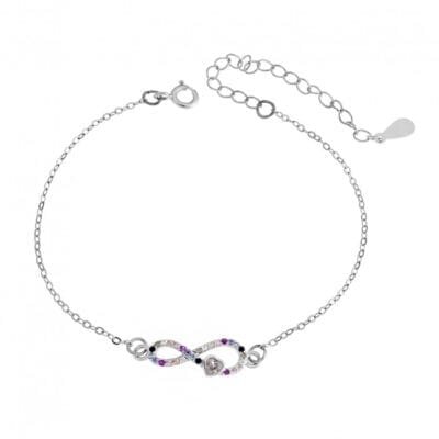 Bracelet Silver 925° infinite heart with zircon