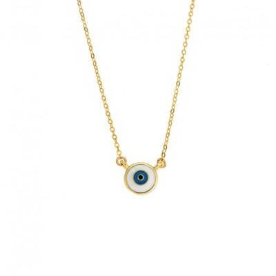 Κολιέ  Ασήμι 925° Μενταγιόν με   Ματάκι στρογγυλό με σμάλτο