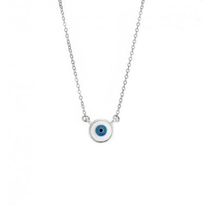 Silver necklace 925, Round eye with enamel