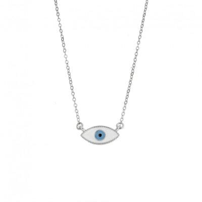 Κολιέ Ασήμι 925° Μενταγιόν με  Ματάκι με σμάλτο