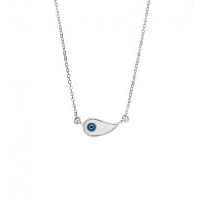 Κολιέ Ασήμι 925° Μενταγιόν με  Ματάκι λαχούρι με σμάλτο