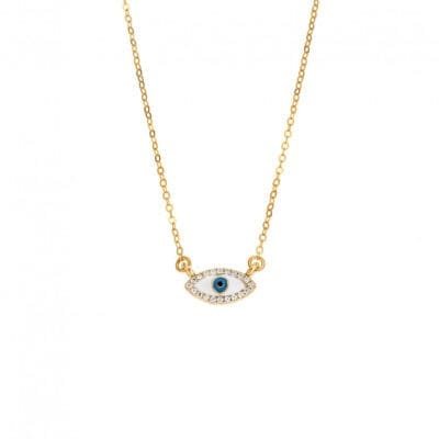 Κολιέ Ασήμι 925° Μενταγιόν με   Ματάκι με σμάλτο