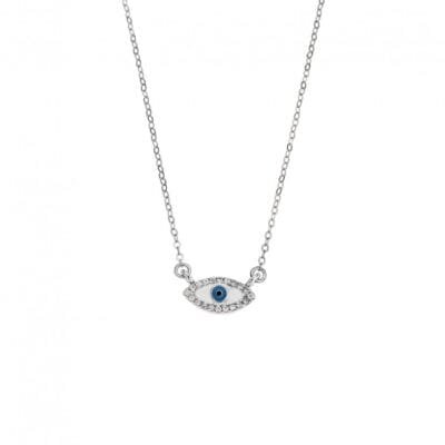 Κολιέ Ασήμι 925° Μενταγιόν με Ματάκι με σμάλτο