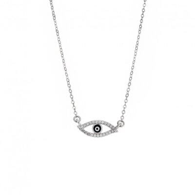 Κολιέ Ασήμι 925° Μενταγιόν με  Ματάκι με ζιργκόν