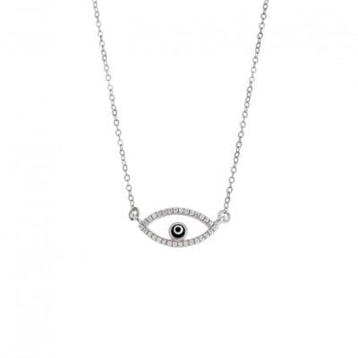 Κολιέ Ασήμι 925° Μενταγιόν με  Ματάκι με ζιργκόν