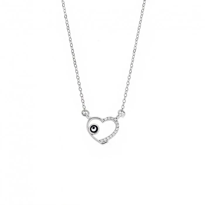 Necklace Silver 925° Pendant with Peephole Heart with Zircon