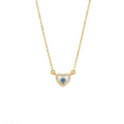 Κολιέ Ασήμι 925° Μενταγιόν με   Ματάκι καρδιά με σμάλτο και ζιργκόν