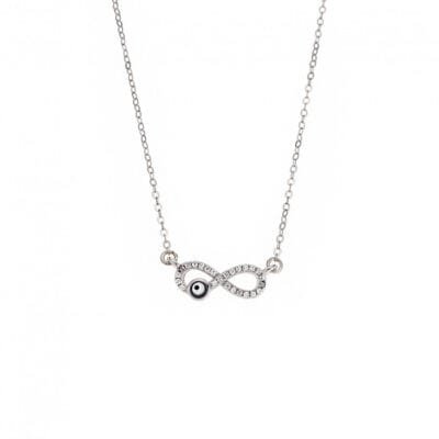 Silver necklace 925, Infinity with eye and cubic zirconia