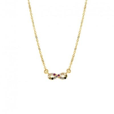 Κολιέ Ασήμι 925° Μενταγιόν με   Άπειρο με μαύρα ζιργκόν