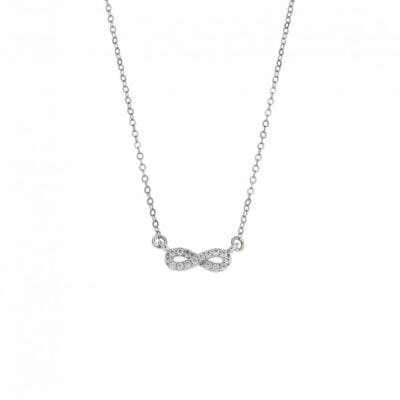 Silver necklace 925, Infinity with cubic zirconia