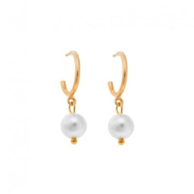 Gold plated sterling silver earrings, pearl
