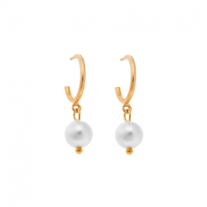 Gold plated sterling silver earrings, pearl