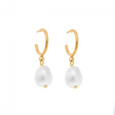 Gold plated sterling silver earrings, pearl
