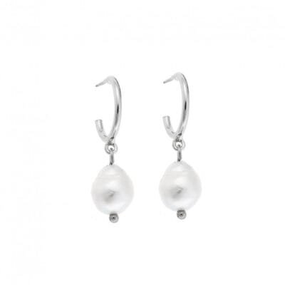 Earrings Hoops silver 925, pearl