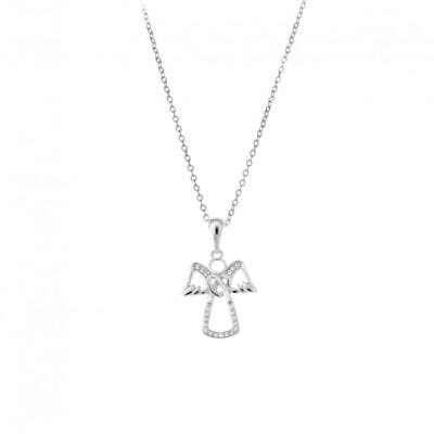 Pendant Silver 925° Pendant with angel with white zircon