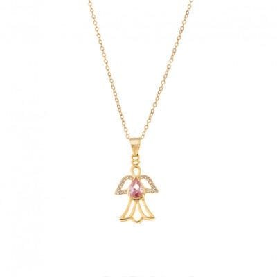 Pendant Silver 925° Pendant with angel with pink white zircon