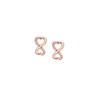 Earrings Silver 925° Nails with hearts in infinity shape in Rose Gold color