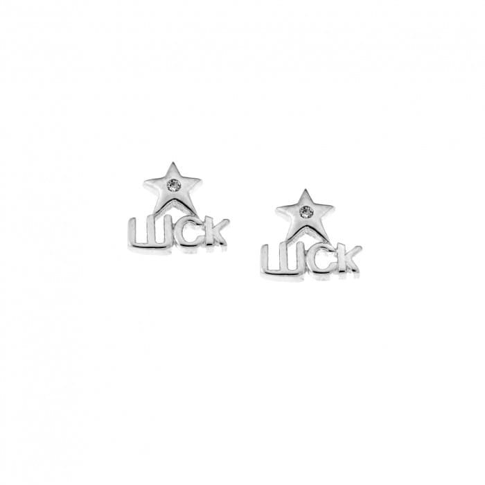 Silver earrings 925, ''Luck'' with white cubic zirconia