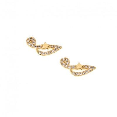 Earrings Silver 925° Stud with Sol key with white zircon