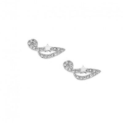 Silver earrings 925, Sol's key with white cubic zirconia