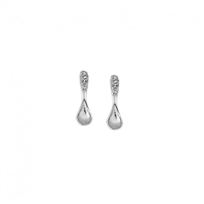 Silver earrings 925, spoons with white cubic zirconia